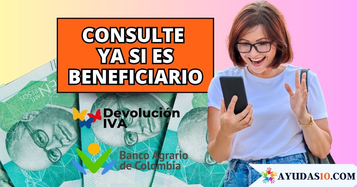 Mujer colombiana feliz tras confirmar que recibirá la Devolución del IVA en junio de 2025