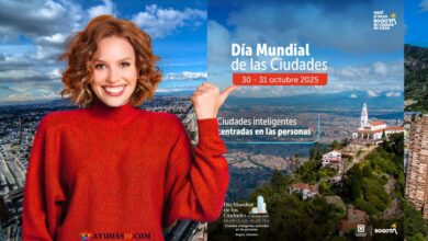 Vista panorámica de Bogotá con edificios modernos y espacio público