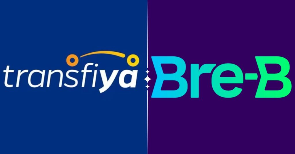 Logo de Transfiya siendo reemplazado por un nuevo símbolo de transferencia digital Bre-B