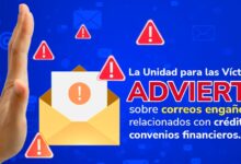 Advertencia oficial de la Unidad para las Víctimas sobre correos electrónicos fraudulentos y phishing