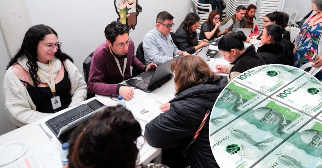Beneficiarios de programas sociales en Soacha recibiendo asesoría sobre el registro de su cuenta bancaria en el nuevo gestor de Prosperidad Social