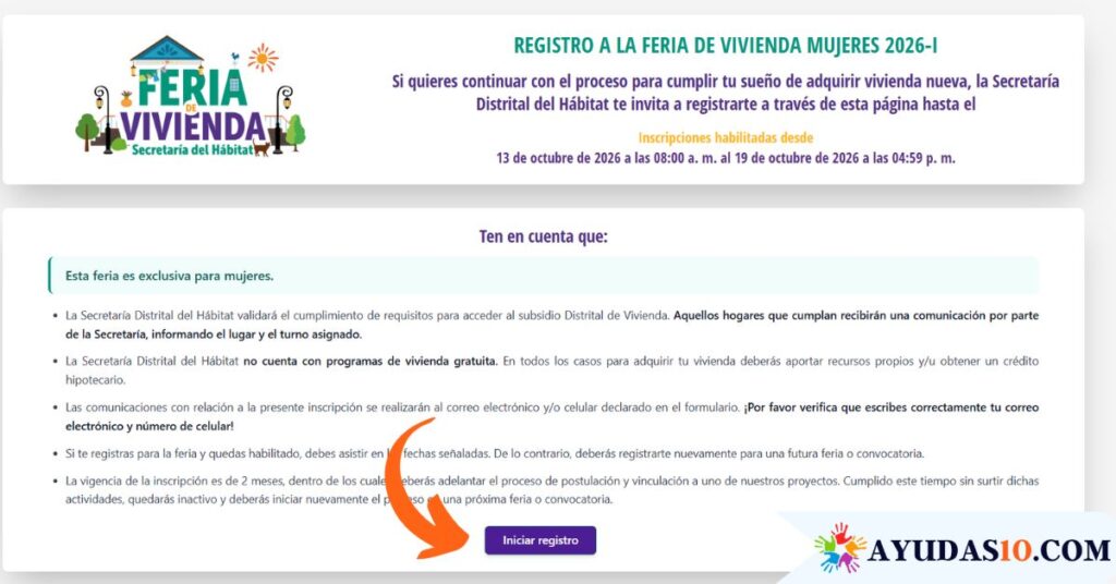 inscripciones para la Feria de Vivienda para mujeres