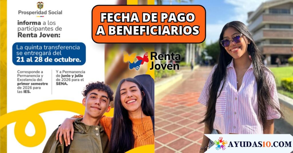 Joven estudiante revisando en su teléfono móvil el pago de la quinta transferencia de Renta Joven
