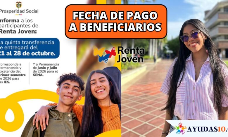 Joven estudiante revisando en su teléfono móvil el pago de la quinta transferencia de Renta Joven